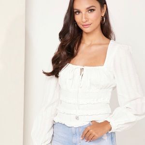 Free People Lolita Ivory Textured Cotton top